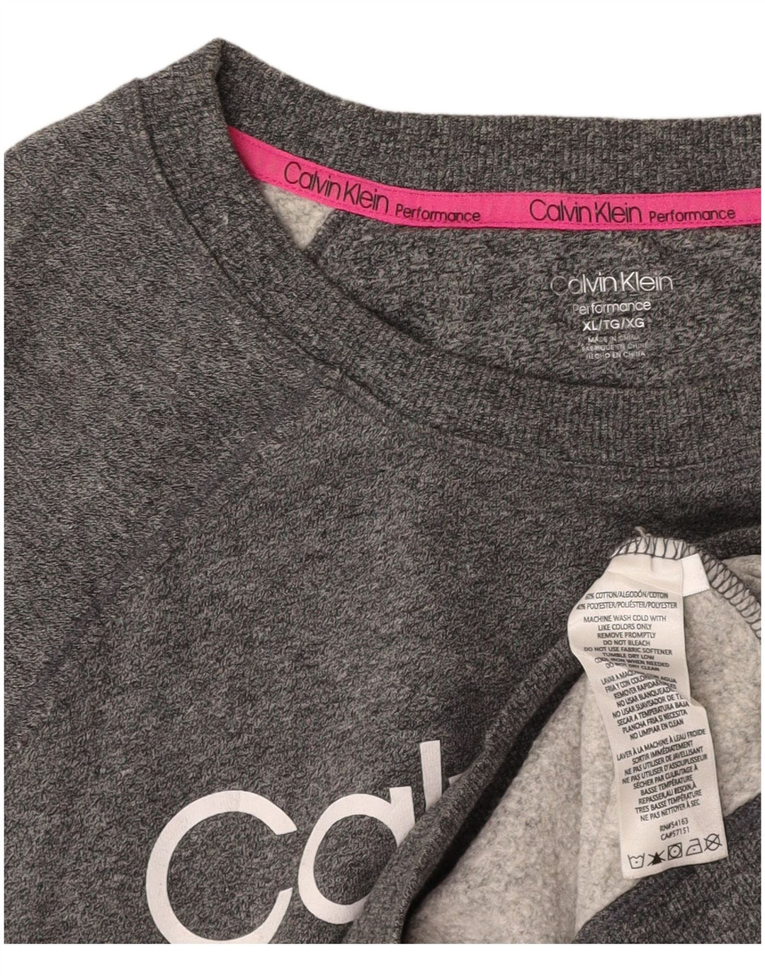 CALVIN KLEIN Γυναικείο Crop γραφικό φούτερ Jumper UK 18 XL Grey Flecked