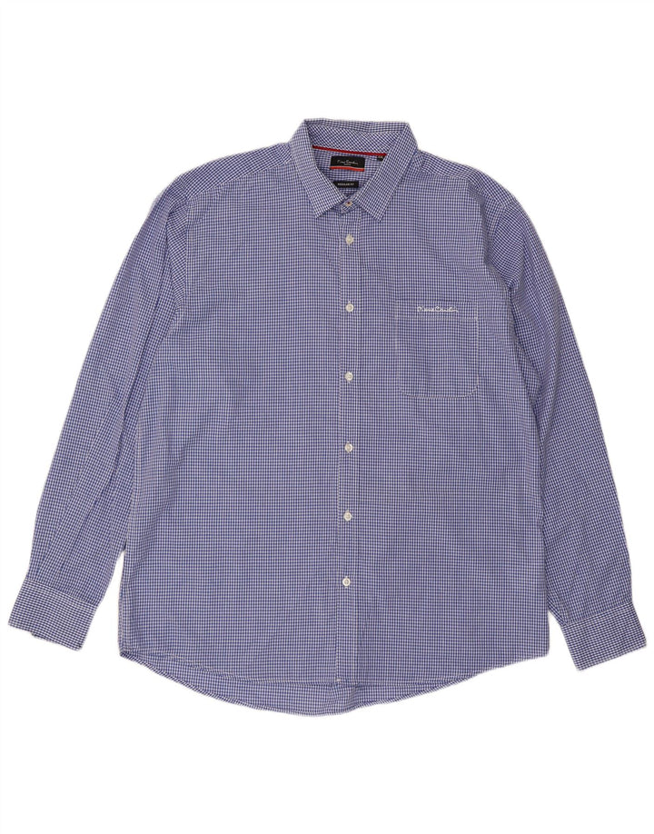 Pierre Cardin Ανδρικό πουκάμισο κανονικής εφαρμογής 2XL Blue Gingham Polyester