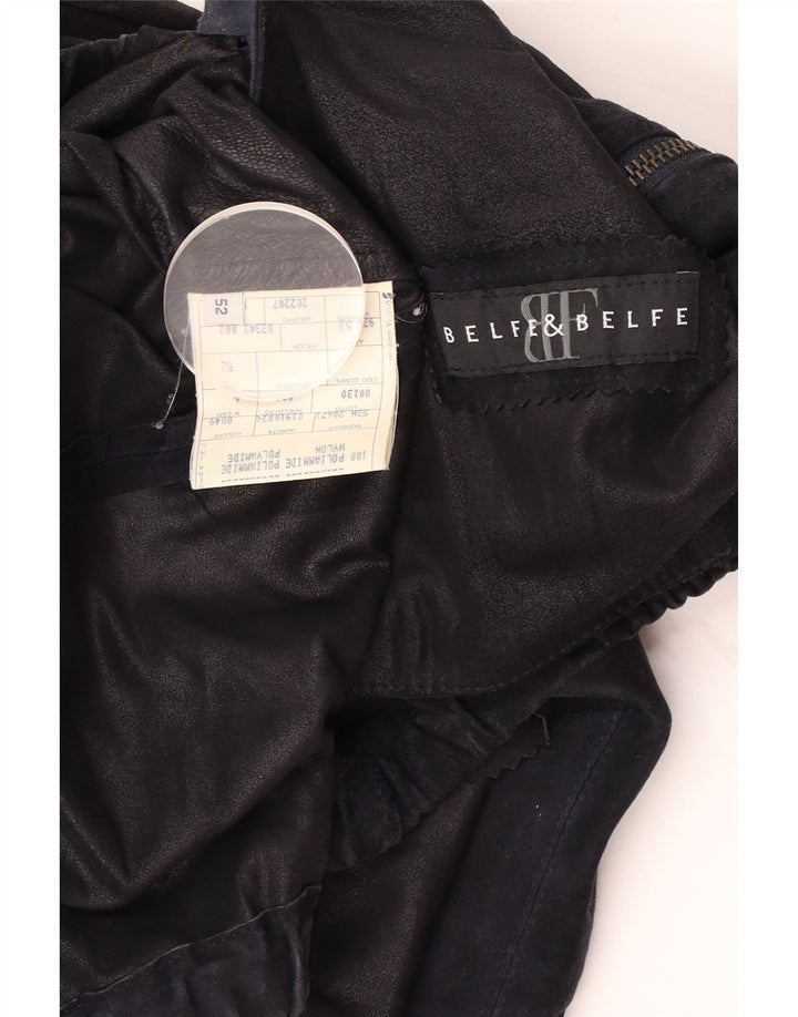 Belfe & Belfe Ανδρικό Δερμάτινο Μπουφάν IT 52 XL Μαύρο Δερμάτινο
