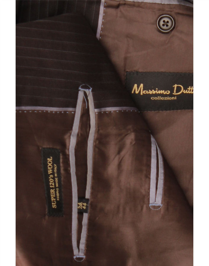 MASSIMO DUTTI Ανδρικό μπουφάν σακάκι με 2 κουμπιά EU 54 XL μαλλί με ρίγες καφέ