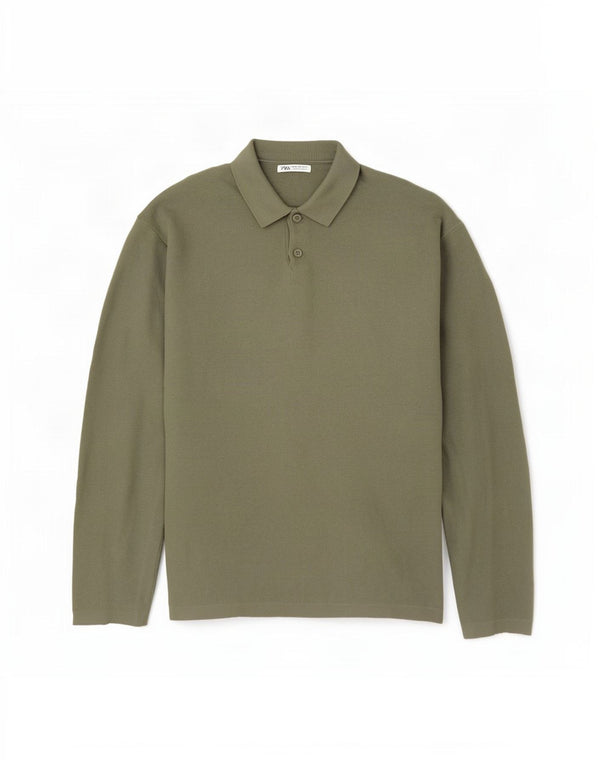 Ανδρικό πουλόβερ Zara Polo Neck Jumper XL Khaki Viscose