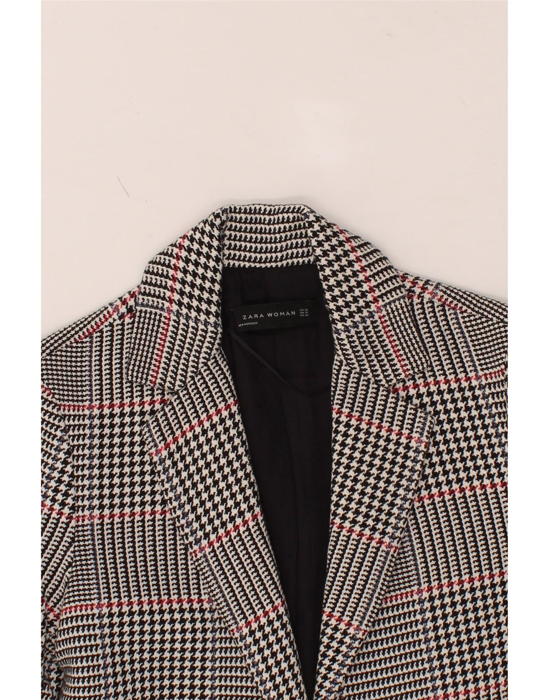 ZARA Womens Open Blazer Jacket UK 6 XS Grey Houndstooth Vintage Zara and Second-Hand Zara from Messina Hembry 