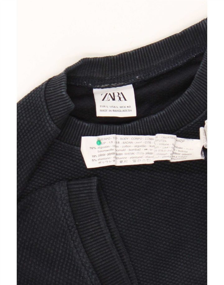 Zara Ανδρικό T-Shirt Top Large Navy Blue από βαμβάκι
