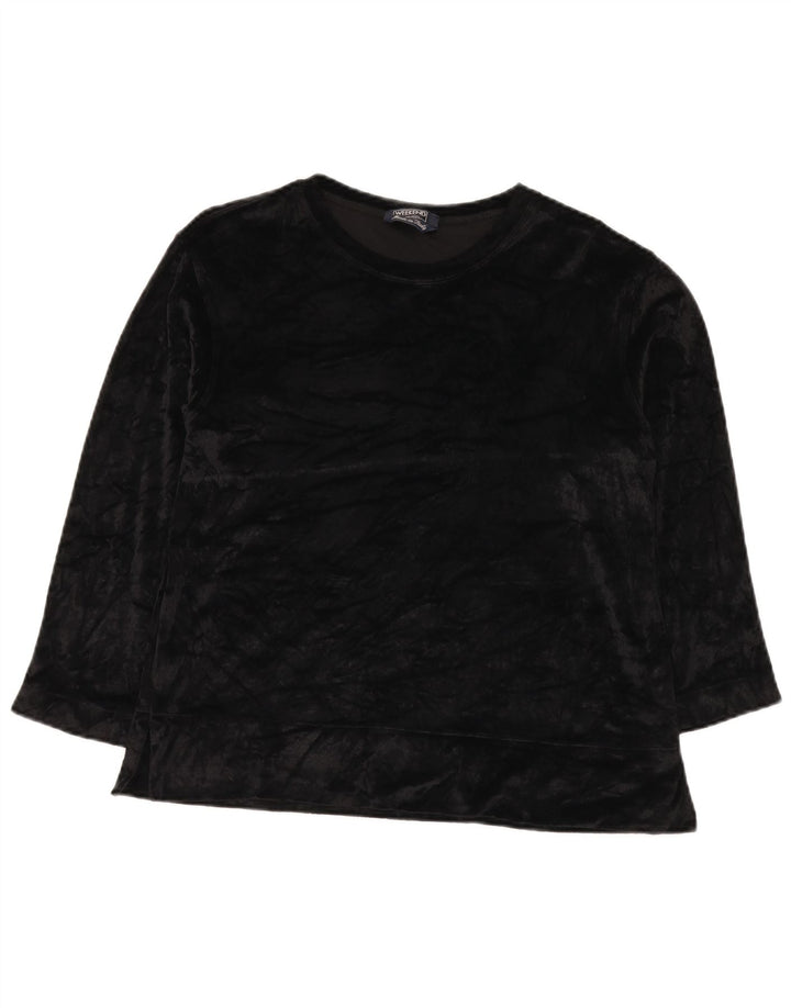 Max Mara Γυναικείο βελούδινο τοπ 3/4 μανίκι UK 16 Large Black Rayon