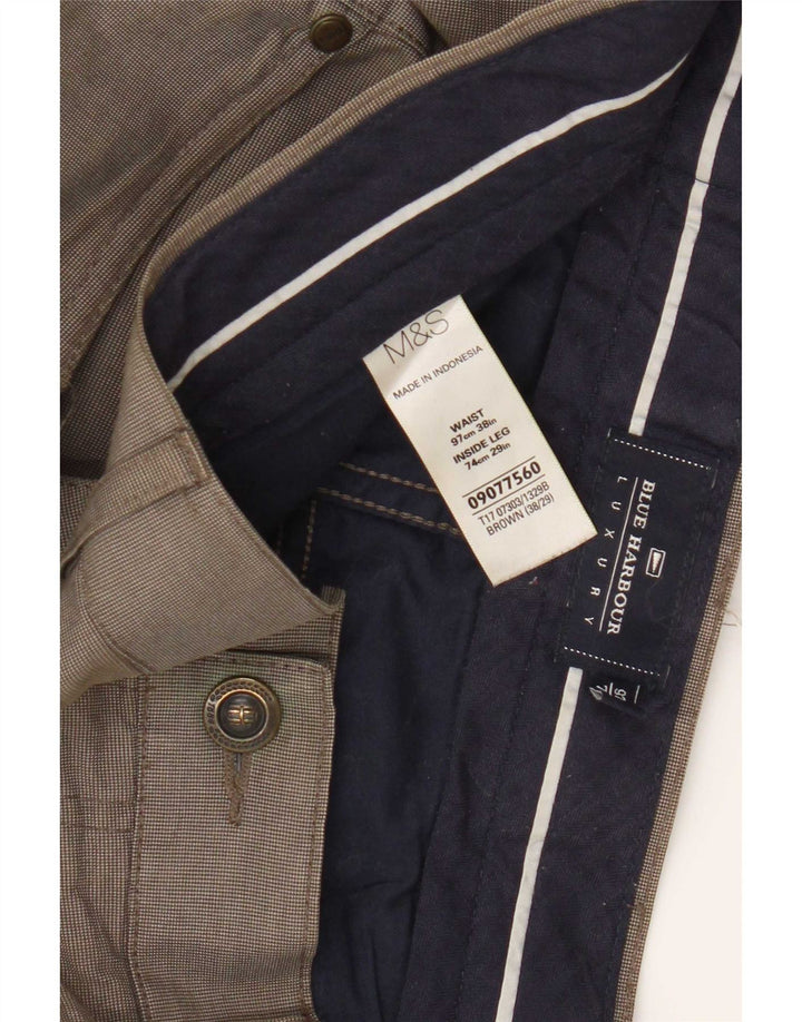 Marks & Spencer Ανδρικό Παντελόνι Chino Μπλε Harbor W38 L29 Καφέ Check