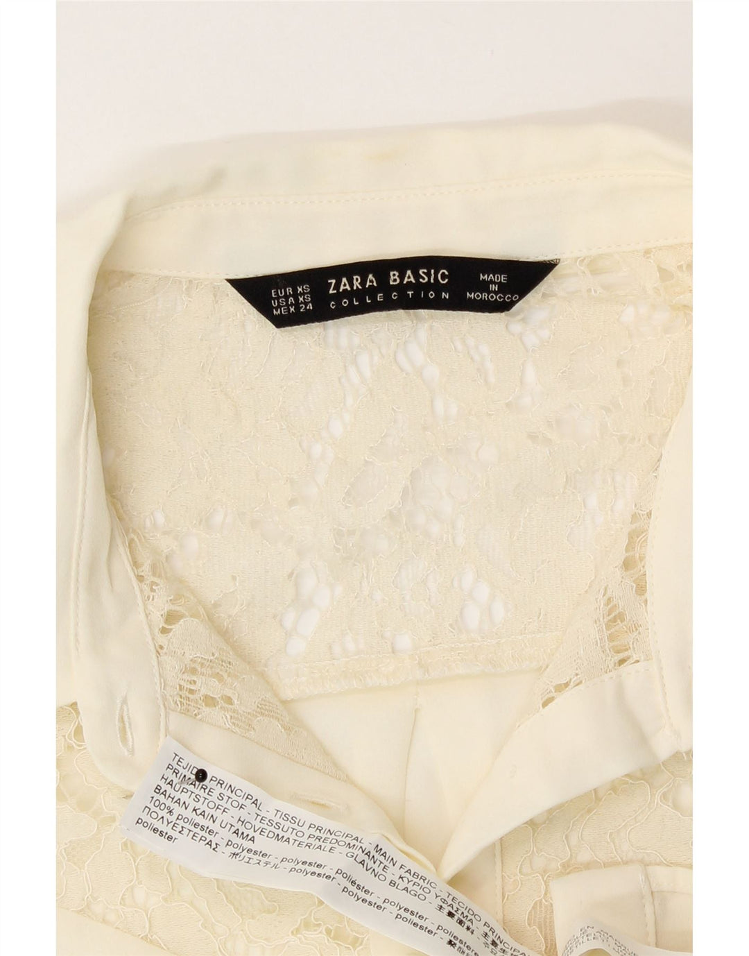Zara Γυναικείο πουκάμισο Μπλούζα UK 6 XS Off White Polyester