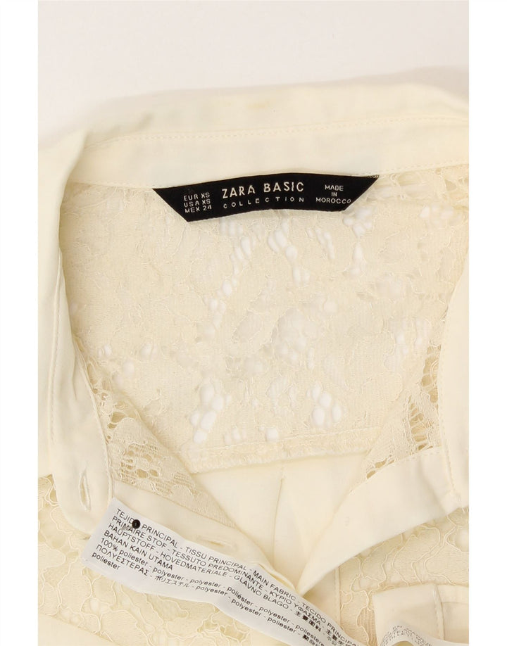 Zara Γυναικείο πουκάμισο Μπλούζα UK 6 XS Off White Polyester