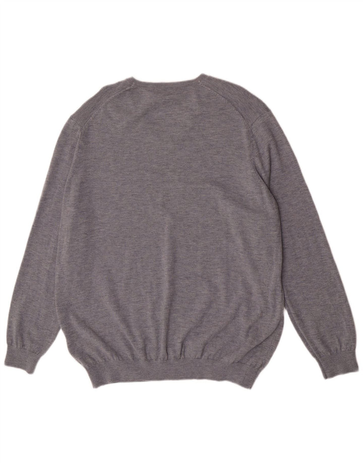 Ανδρικό πουλόβερ Marks & Spencer Autograph V-Neck Jumper 2XL γκρι μαλλί