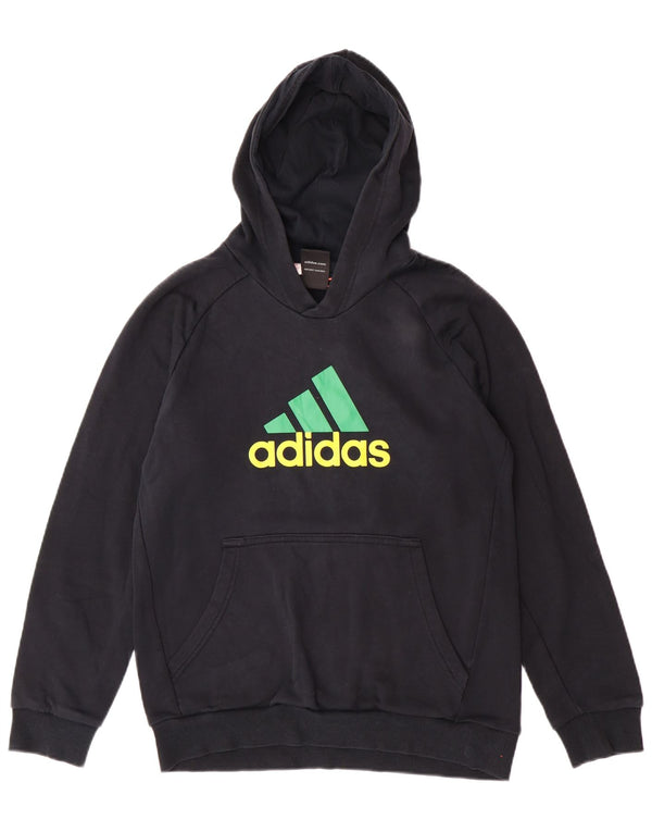 Adidas Boys Graphic Hoodie Jumper 13-14 ετών μεγάλο μαύρο βαμβακερό