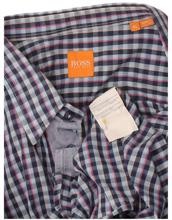 Ανδρικό πουκάμισο Hugo Boss XL Blue Check Cotton