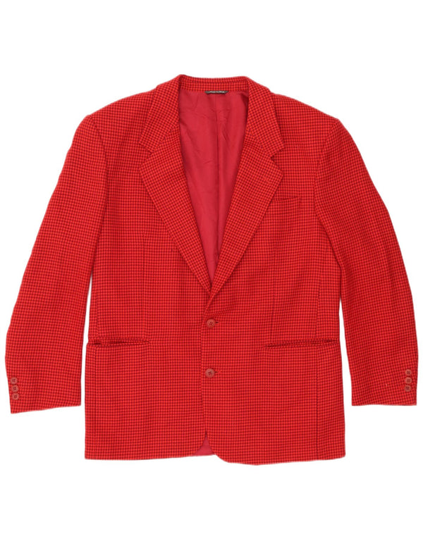 Vintage Ανδρικό σακάκι με 2 κουμπιά σακάκι IT 52 XL Red Houndstooth Wool