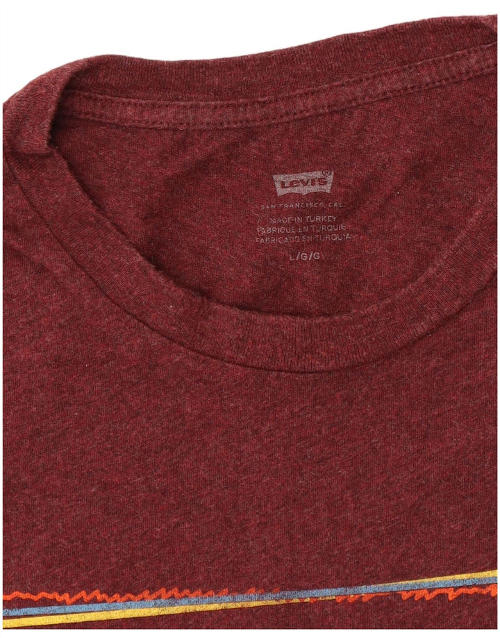 Ανδρικό γραφικό T-Shirt Levi's Top Large Maroon Flecked