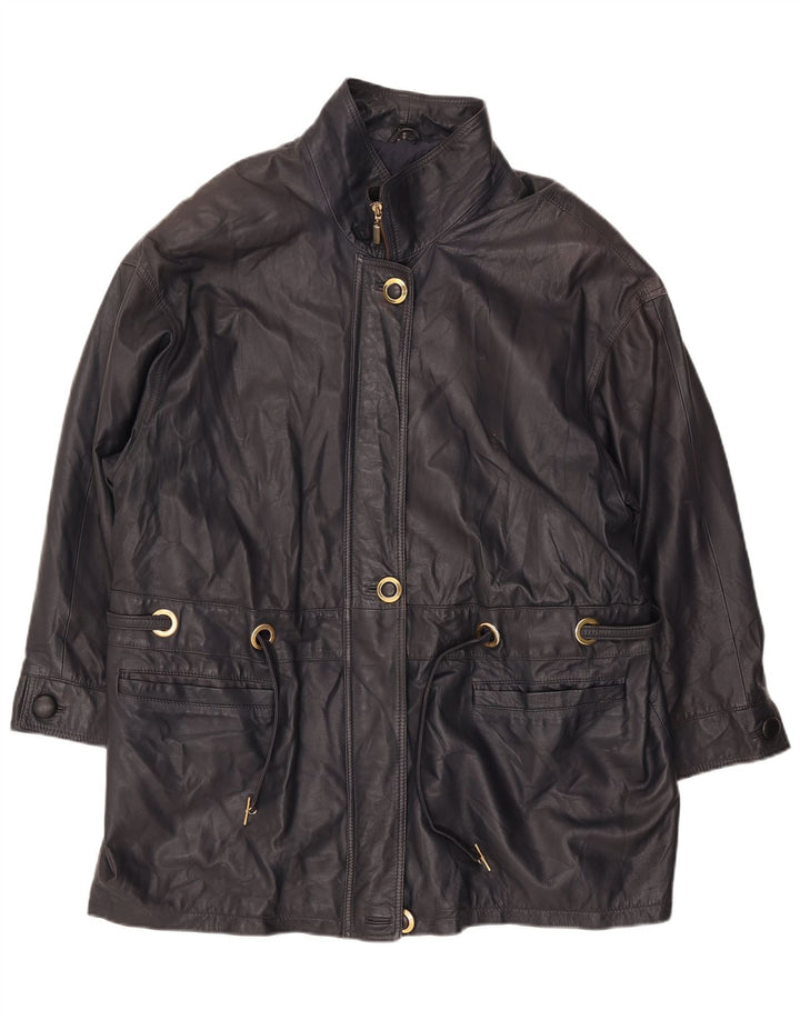 PER ME Γυναικείο Δερμάτινο Μπουφάν UK 22 2XL Μαύρο Δερμάτινο