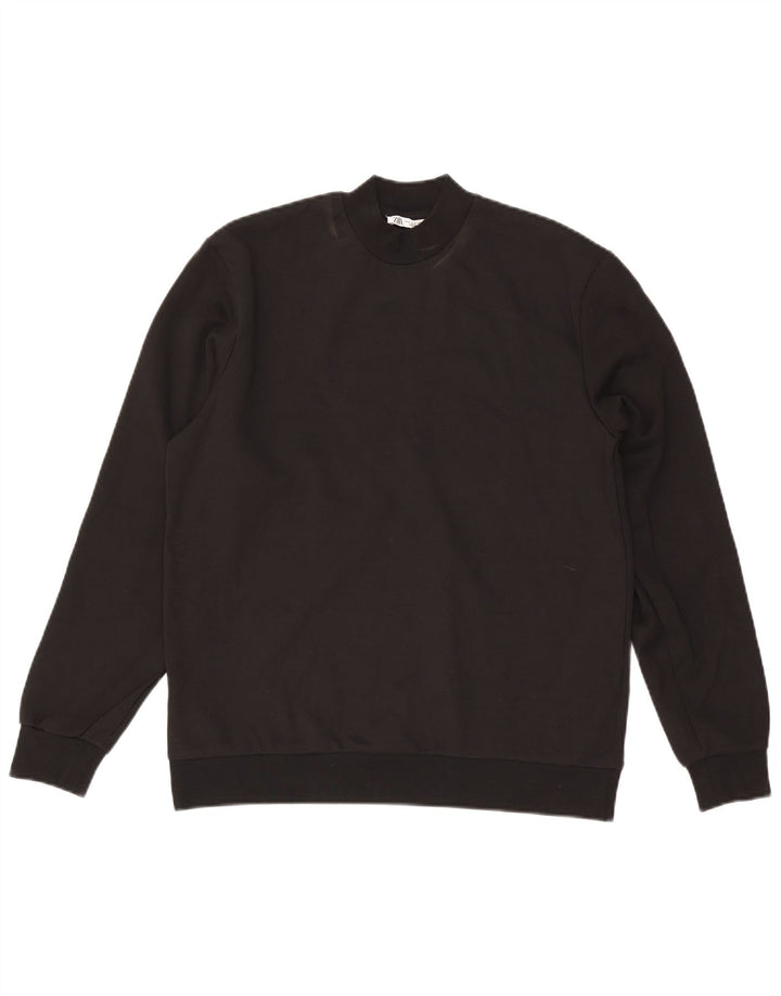 Zara Ανδρικό Φούτερ Jumper Μικρό Μαύρο Βαμβακερό
