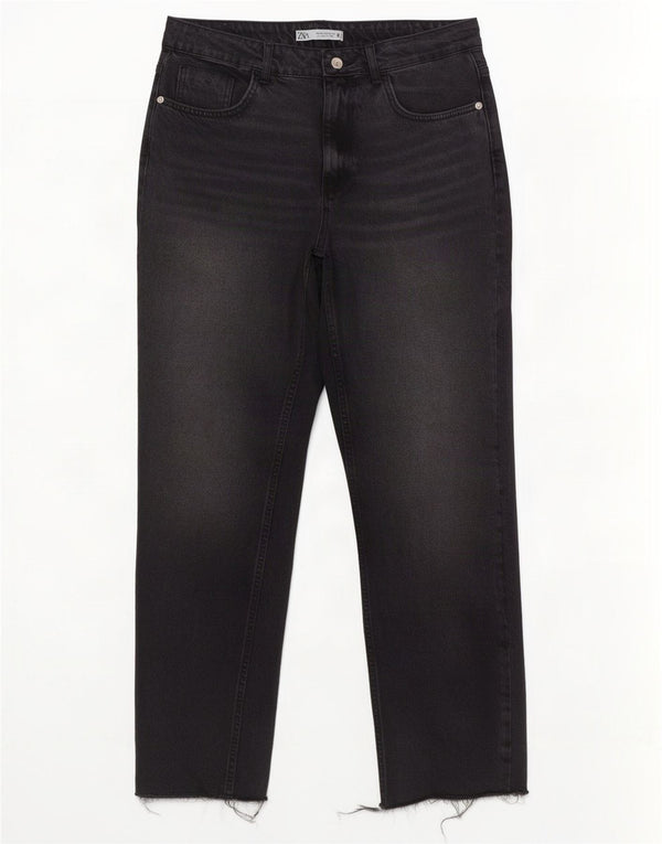 Zara Womens High Rise Straight Jeans EU 40 Medium W30 L29 Grey