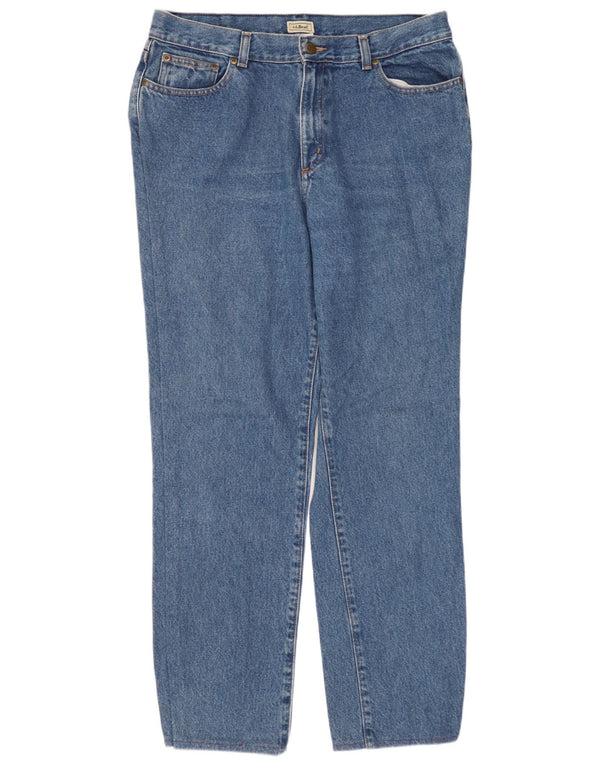 L.L.BEAN Womens High Waist Straight Jeans US 14 XL W32 L29 Blue Cotton