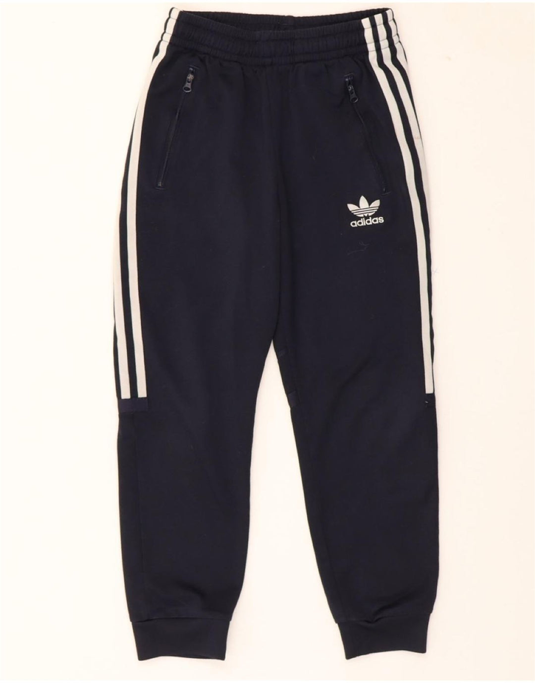 ADIDAS Boys Tracksuit Trousers Joggers 9-10 Years  Navy Blue Polyester Vintage Adidas and Second-Hand Adidas from Messina Hembry 