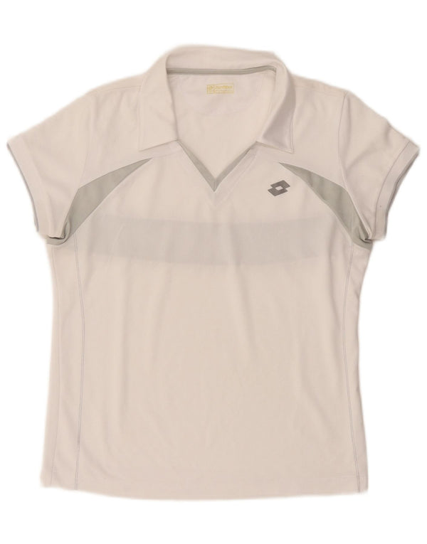 Lotto Womens Polo Shirt UK 12 Medium White Colourblock