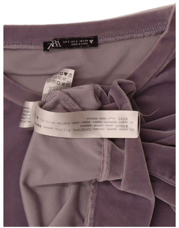 Γυναικεία Zara Loose Fit Crop Μακρυμάνικο UK 10 Small Purple Polyester