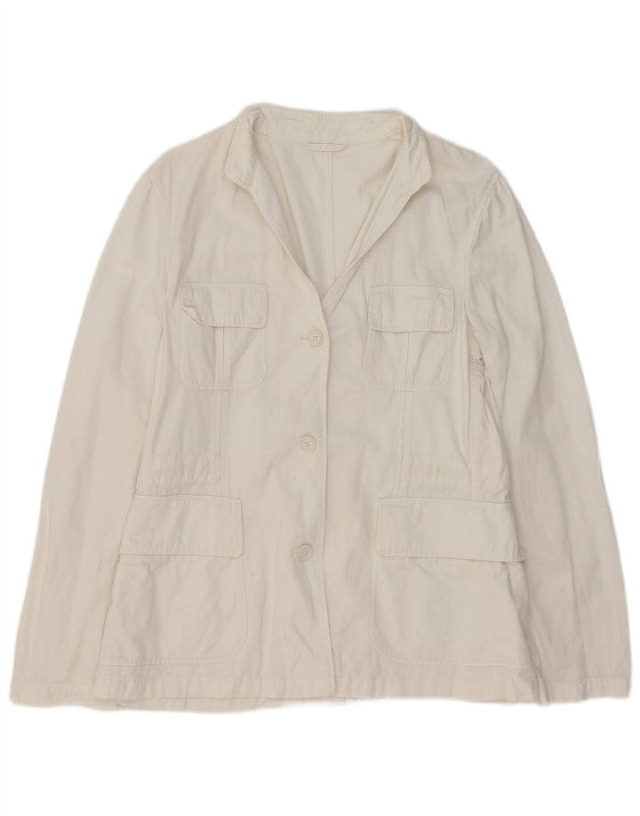 HENRY COTTONS Womens 3 Button Blazer Jacket IT 48 XL White Cotton