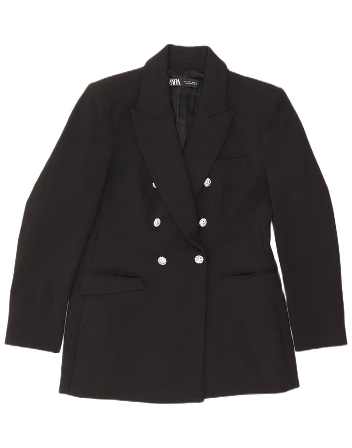 Zara Γυναικείο Μπλέιζερ Διπλό Μπουφάν UK 14 Large Μαύρο