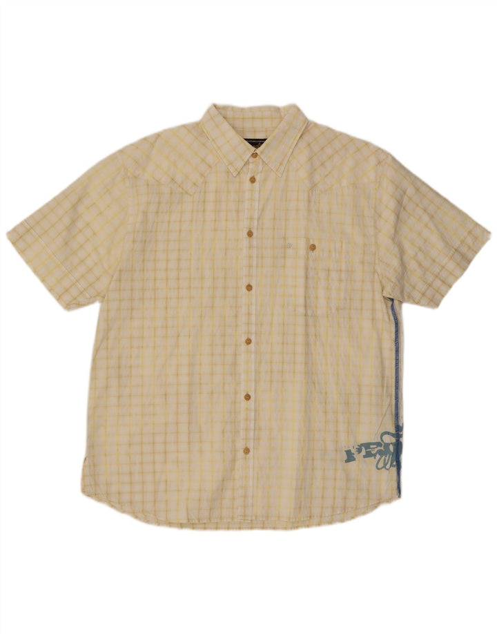 Ανδρικό κοντομάνικο γραφικό πουκάμισο Wrangler XL κίτρινο βαμβακερό