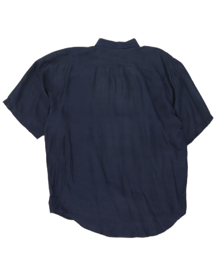 Vintage Ανδρικό κοντομάνικο πουκάμισο XL Navy Blue Silk