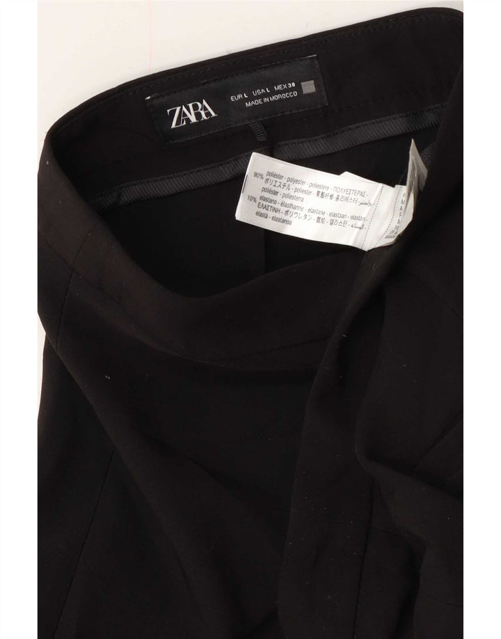 Zara Γυναικείο ίσιο παντελόνι casual μεγάλο W30 L27 μαύρο πολυεστέρα
