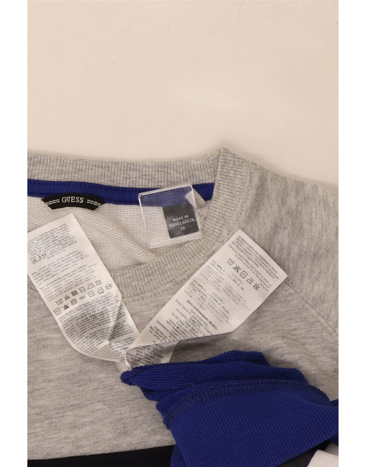 GUESS Boys Graphic Sweatshirt Jumper 15-16 Years Multicoloured Colourblock Vintage Guess and Second-Hand Guess from Messina Hembry 