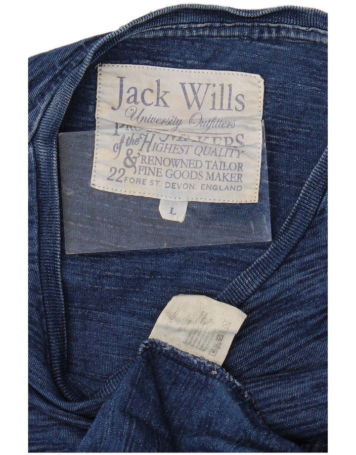 JACK WILLS Ανδρικό μακρυμάνικο μπλουζάκι μεγάλο μπλε ναυτικό βαμβακερό