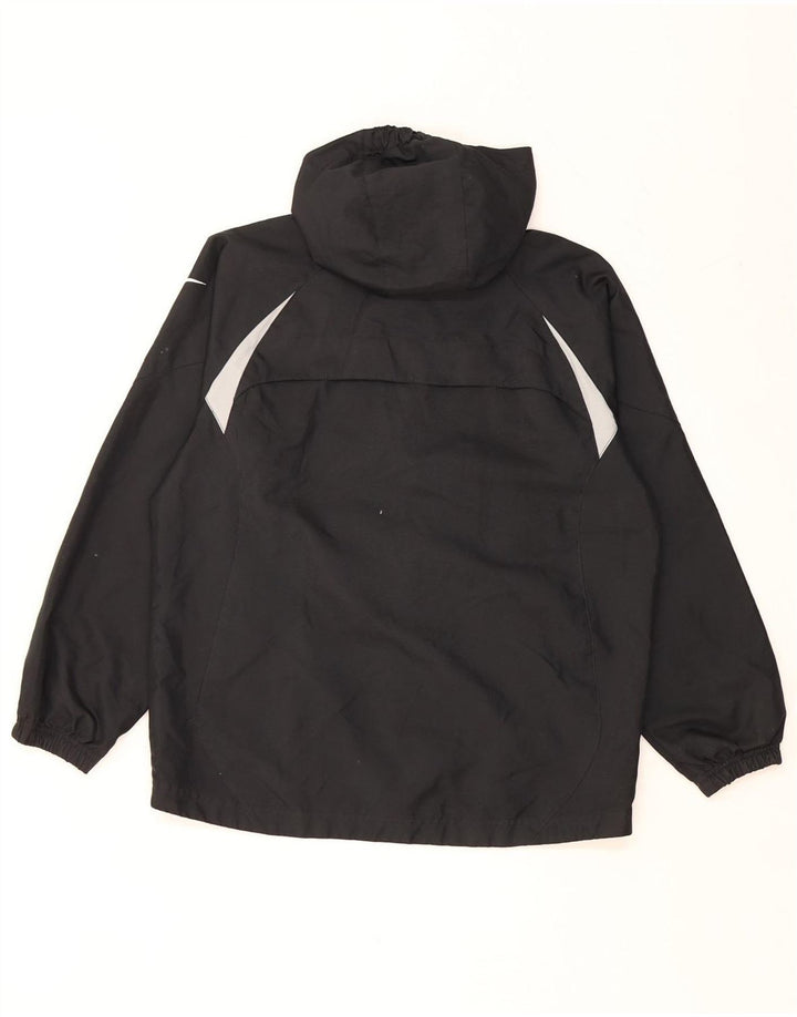 NIKE Boys Hooded Rain Jacket 12-13 Years Large Black Colorblock Polyester