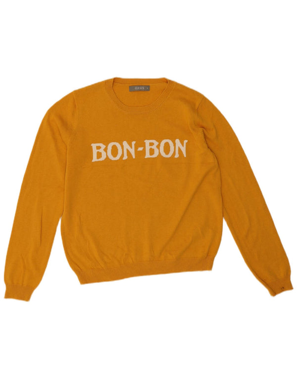 Γυναικείο πουλόβερ Oasis Graphic Crew Neck Jumper UK 14 Μεσαίο κίτρινο βαμβακερό