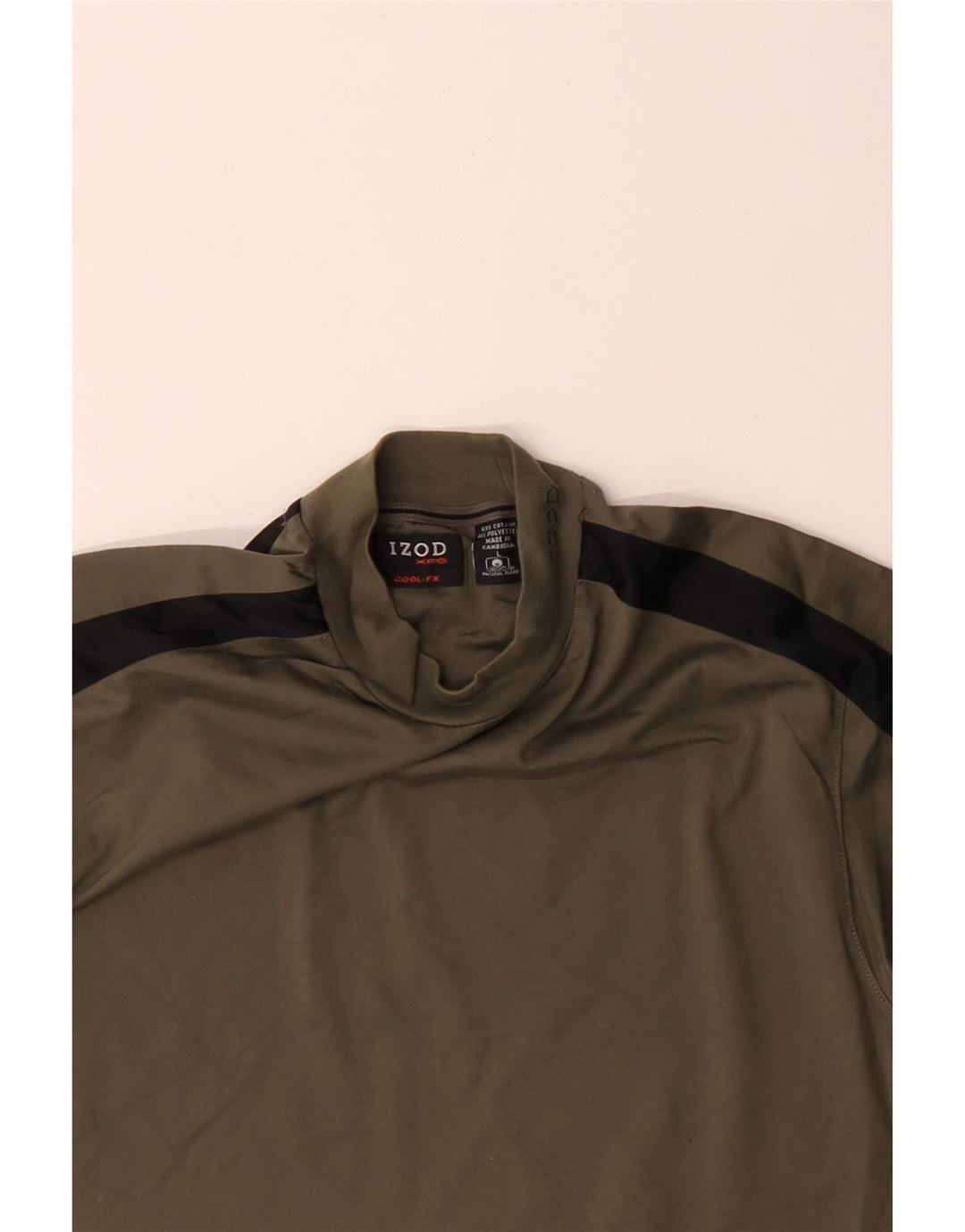 Ανδρικό T-Shirt IZOD Top Large Khaki Colourblock Βαμβακερό