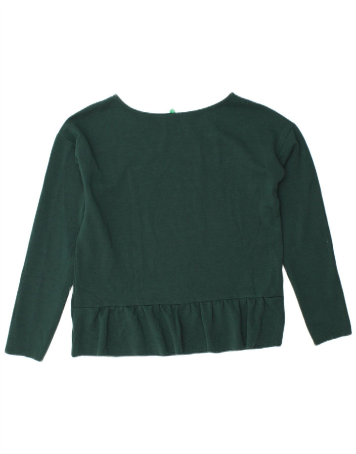 BENETTON Γυναικείο Crop Top Μακρυμάνικο UK 12 Medium Green