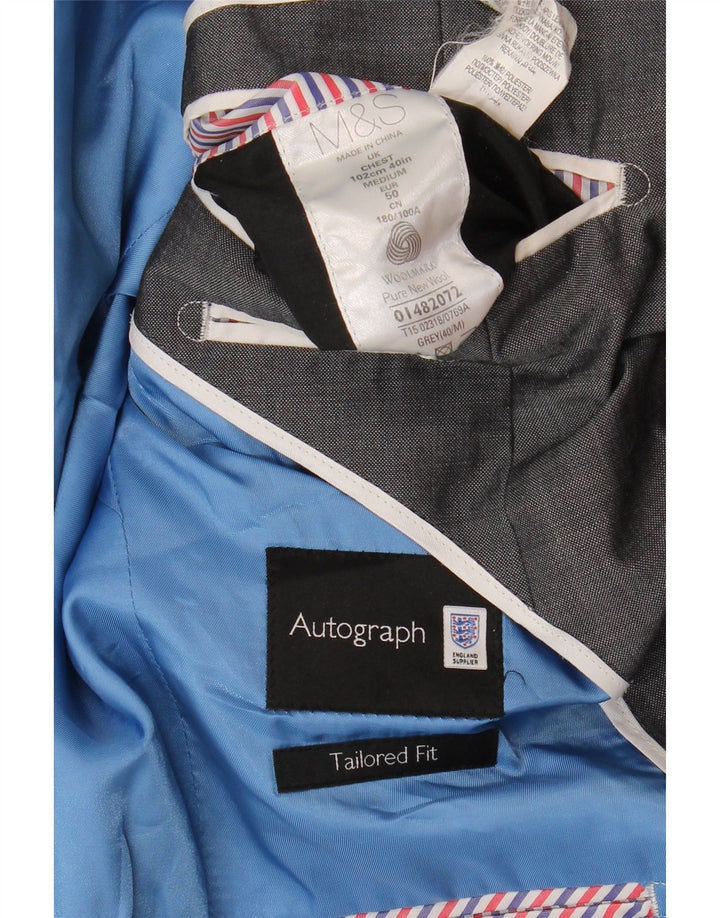 MARKS & SPENCER Ανδρικό σακάκι σακάκι 2 κουμπιών Autograph UK 40 Medium Grey