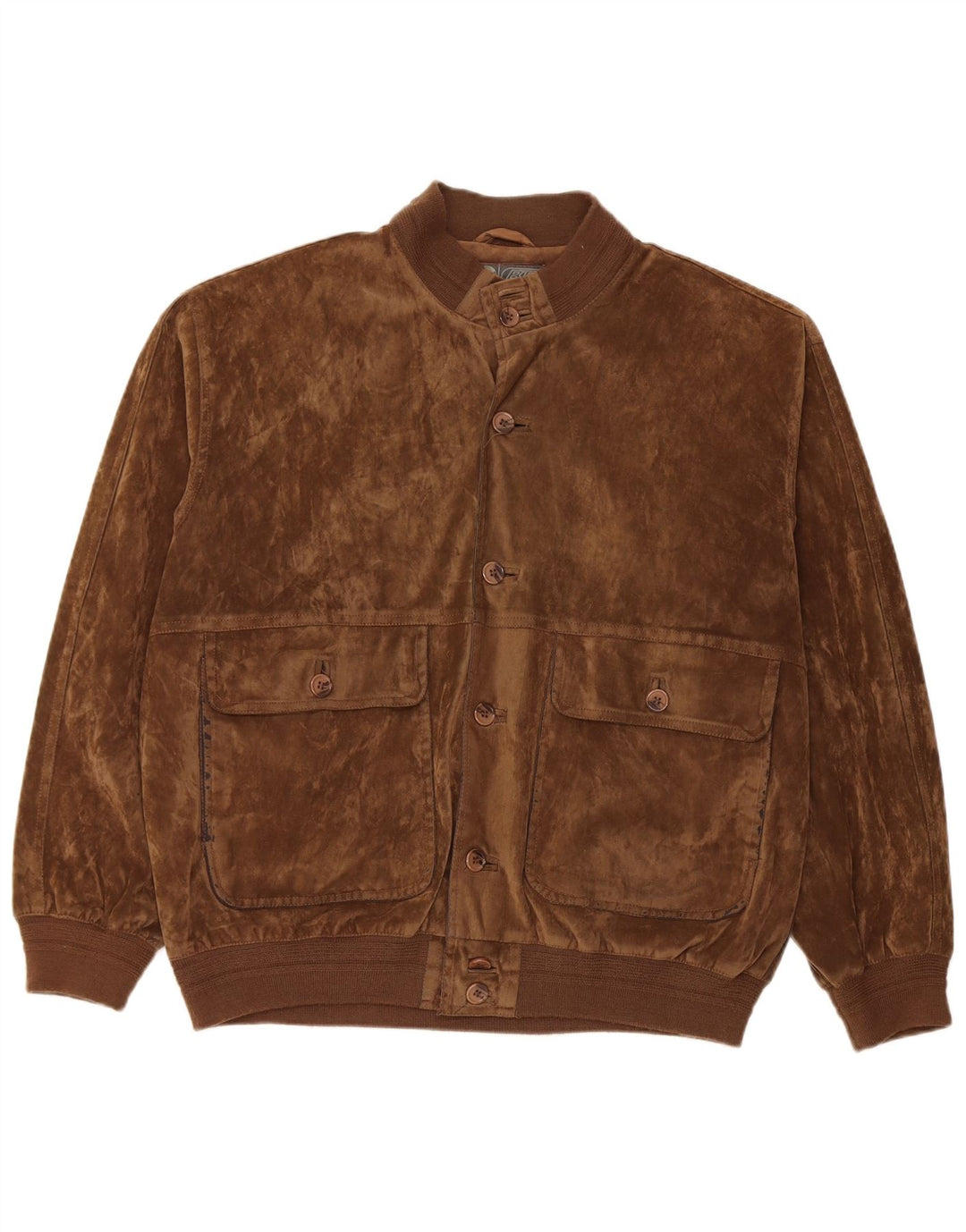 Vintage Ανδρικό Velor Bomber Jacket IT 52 XL Brown Silk