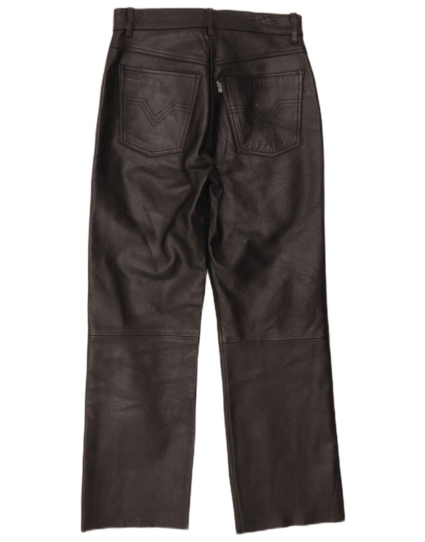 JTS Womens Biker Straight Δερμάτινο Παντελόνι UK 12 Medium W30 L28 Μαύρο