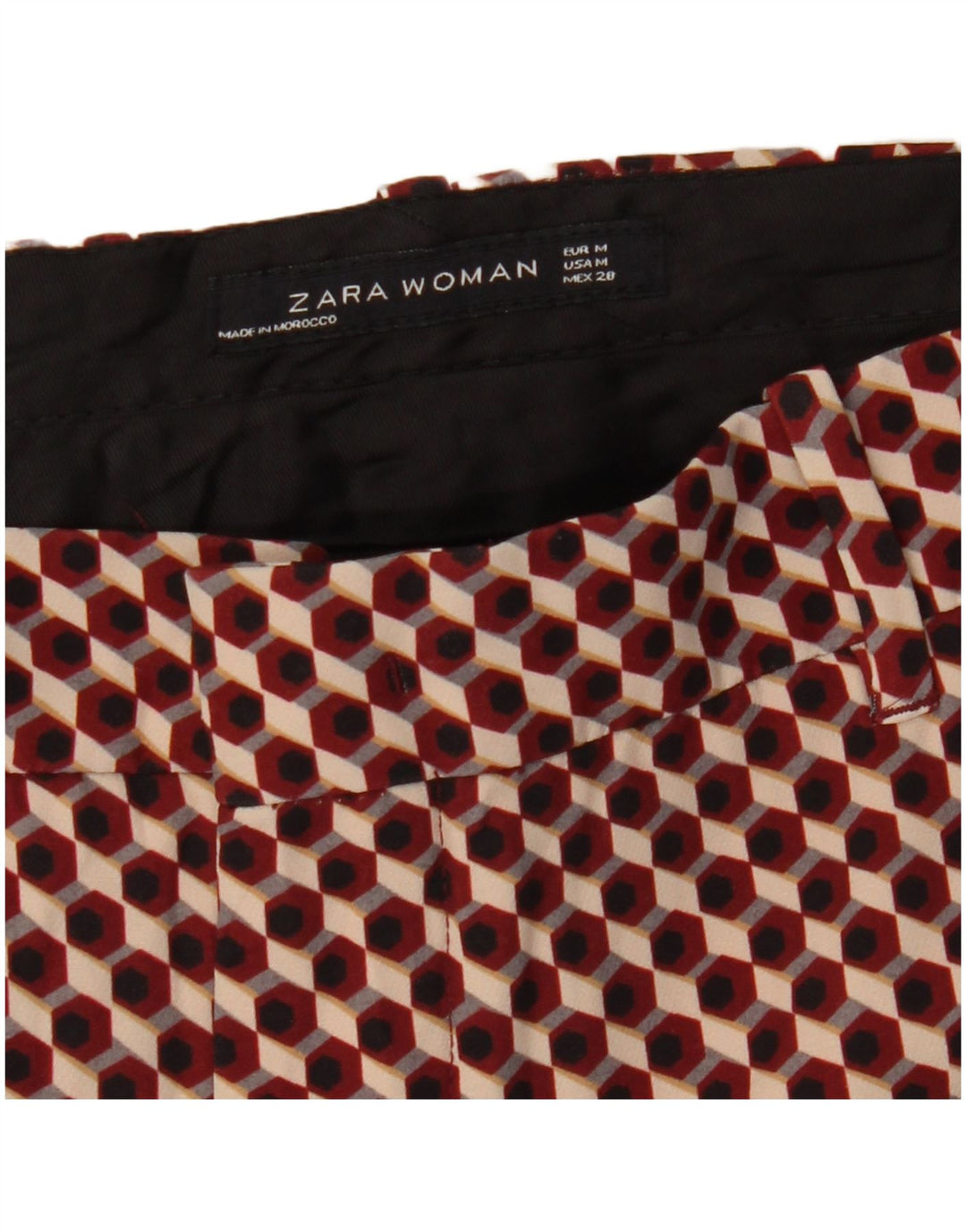 Zara Γυναικείο Slim παντελόνι Chino Medium W28 L27 Κόκκινο γεωμετρικό