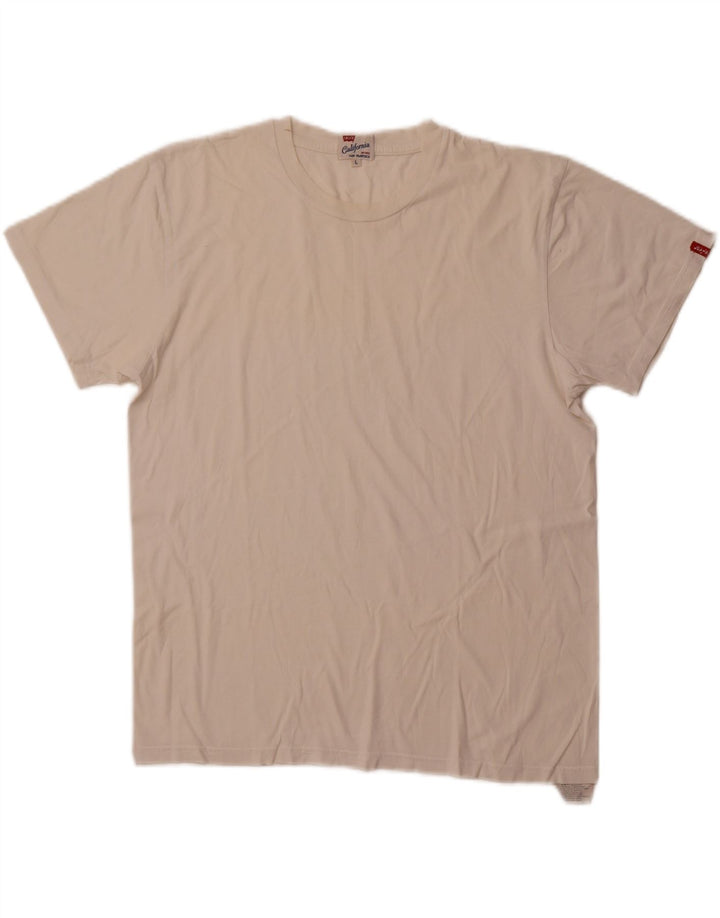 Γυναικείο T-Shirt Levi's Top UK 16 μεγάλο λευκό βαμβακερό