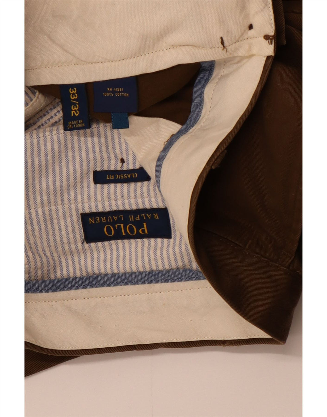 POLO RALPH LAUREN Ανδρικό ίσιο παντελόνι Chino Κλασική Εφαρμογή W33 L32 Καφέ