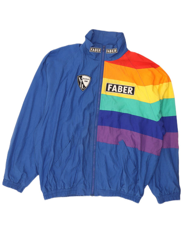 Faber Mens Tracksuit Top Jacket XL Blue Colourblock Cotton