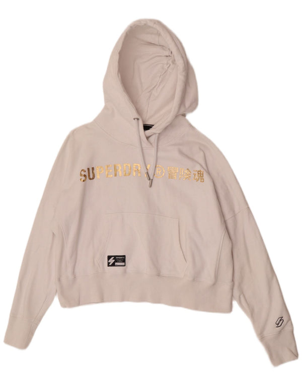 Superdry Γυναικείο γραφικό υπερμεγέθη κουκούλα UK 14 μεγάλο λευκό βαμβακερό