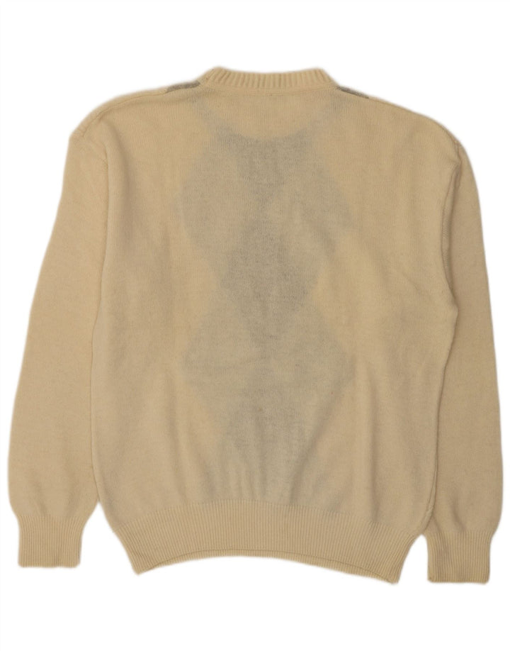 Vintage Ανδρικό πουλόβερ με λαιμόκοψη IT 50 Medium Off White Argyle/Diamond