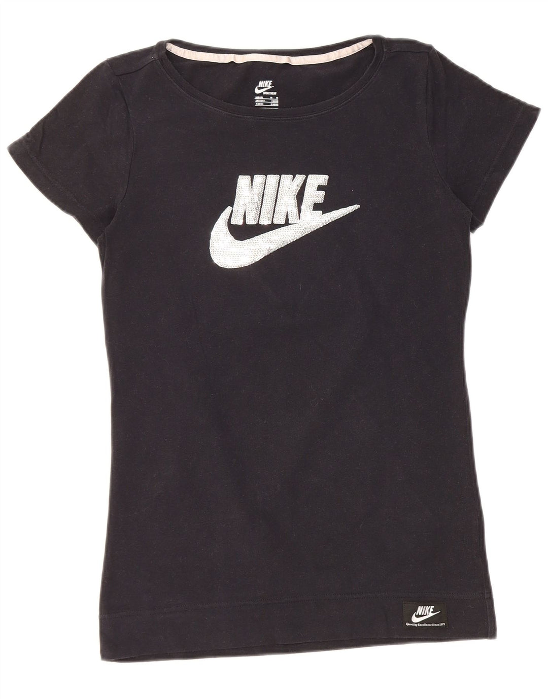 Γυναικείο γραφικό T-Shirt NIKE Top UK 12/14 Medium Black