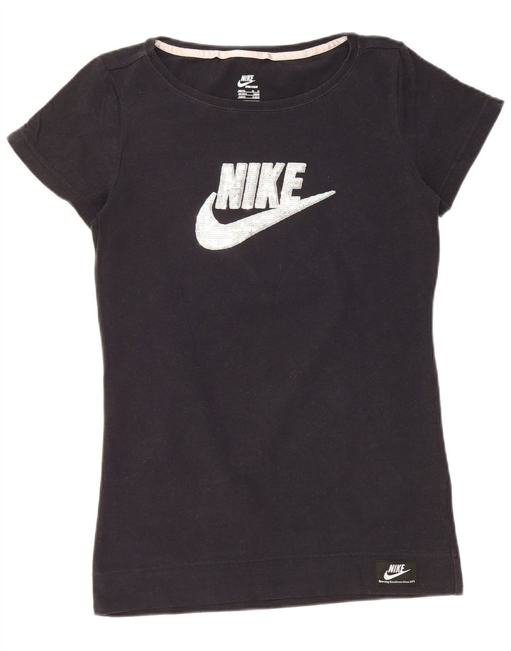 Γυναικείο γραφικό T-Shirt NIKE Top UK 12/14 Medium Black