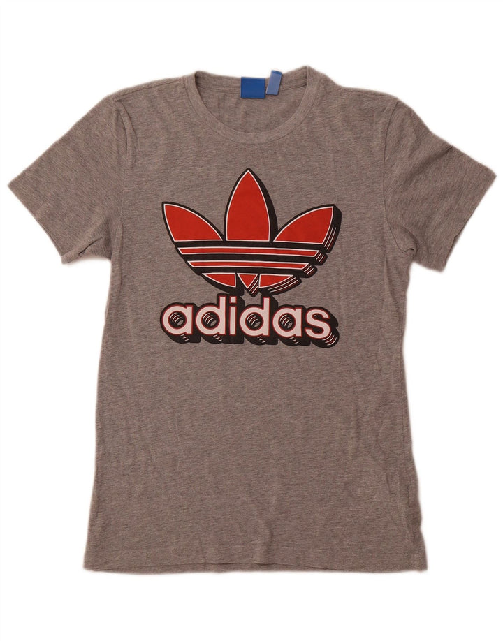 Γυναικείο γραφικό μπλουζάκι ADIDAS Top UK 10 Small Grey Flecked Cotton