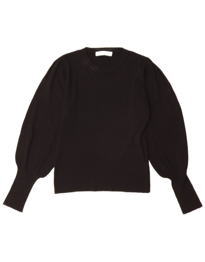 ZARA Womens Crew Neck Jumper Sweater UK 14 Large Black