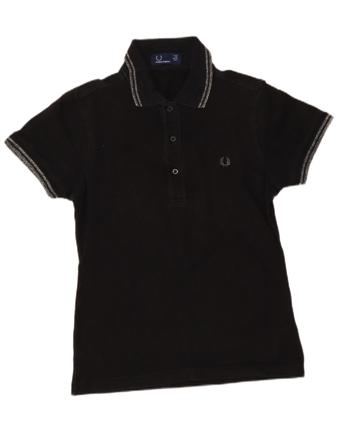 Fred Perry Γυναικείο πουκάμισο πόλο UK 10 Small μαύρο βαμβακερό