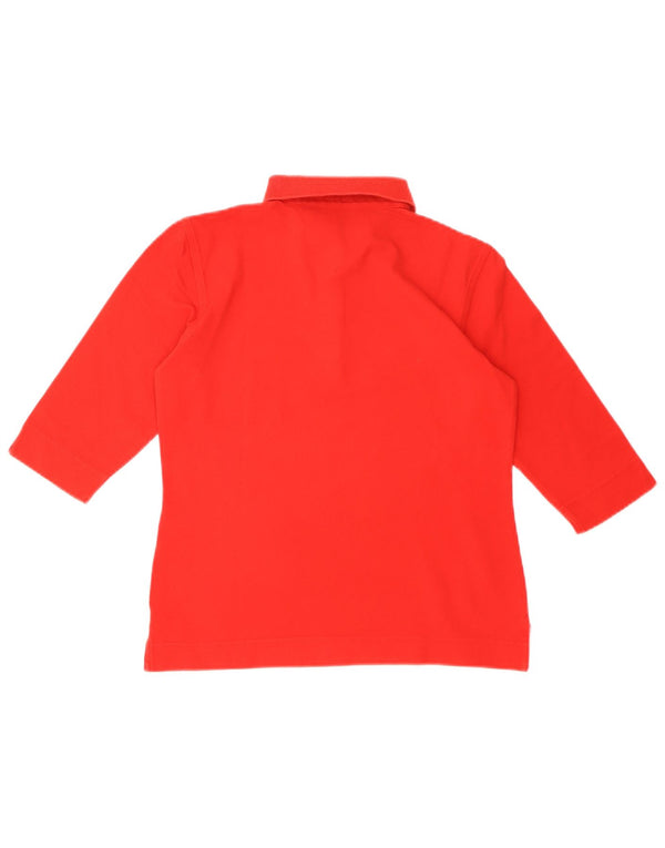 Tommy Hilfiger γυναικείο μπλουζάκι πόλο με 3/4 μανίκια UK 10 μικρό βαμβακερό κόκκινο