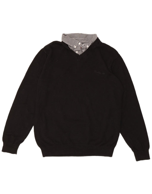 PIERRE CARDIN Γυναικείο πουλόβερ με V λαιμόκοψη UK 18 XL μαύρο βαμβακερό